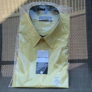 Geoffrey Beene Yellow Classic Fit Wrinkle Free Dress Shirt 17 1/2-32/33